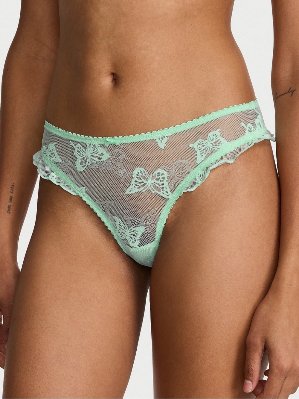 Butterfly Lace Thong in Spring Mint